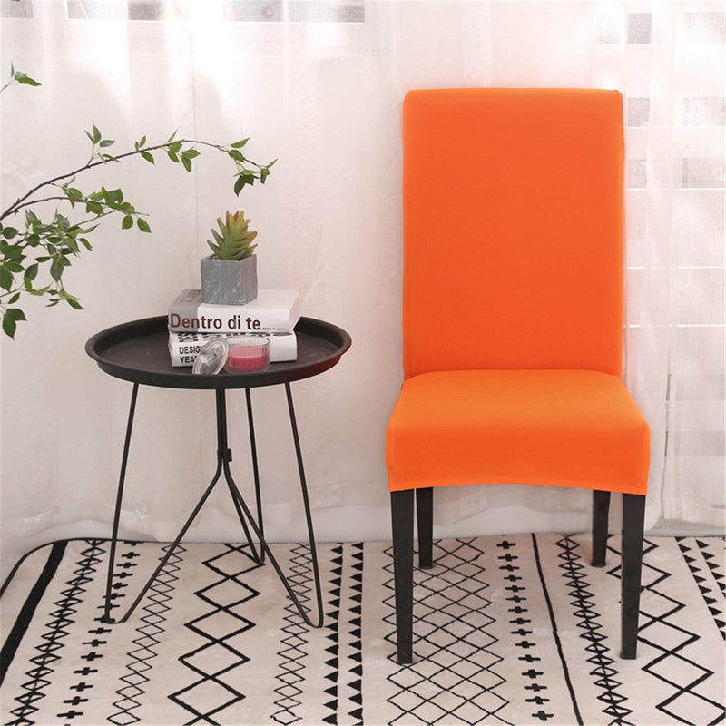 Dimatic 6 Pack Dining Chair Covers, Stretch Spandex Removable Washable Protector Chair Slipcovers for Dining Room Kitchen Hotel (Orange) - Image 2